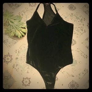 Black Velour Bodysuit-Juniors